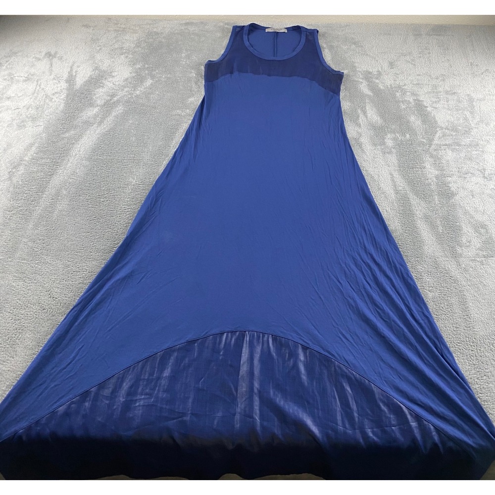 D. Exterior Royal Blue Mixed Media Maxi Dress Sleeveless Italian Made Womens